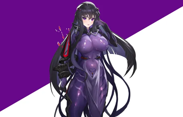 Girl, hot, sexy, boobs, anime, purple, babe, oppai