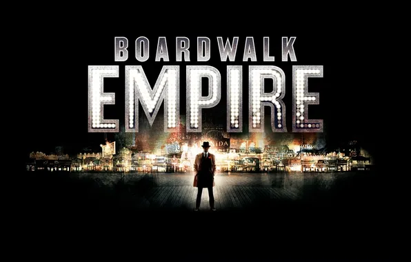 Picture night, the city, lights, mafia, Steve Buscemi, Boardwalk Empire