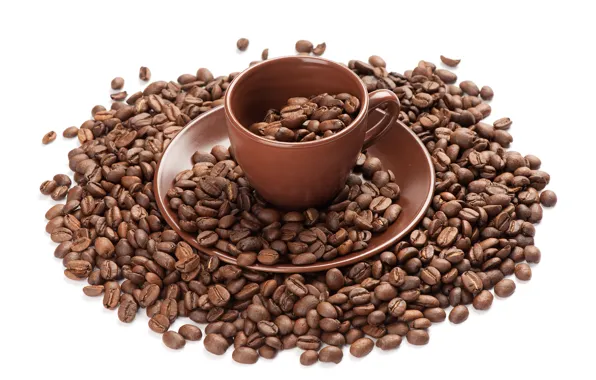 Cup, coffee beans, saucer, Cup, coffee beans, saucer