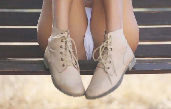 Bench, panties, shoes, Katya Clover