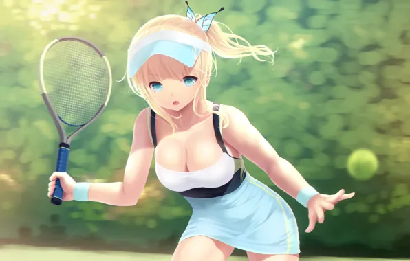 Picture girl, the ball, racket, anime, art, tennis, boku wa tomodachi ga sukunai, kashiwazaki sena