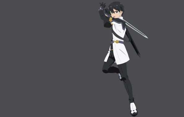 Sword, anime, art, grey background, Sword art online, Sword Art Online, Kirito