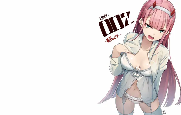 Girl, stockings, anime, art, linen, 002, Darling In The Frankxx, Cute in France