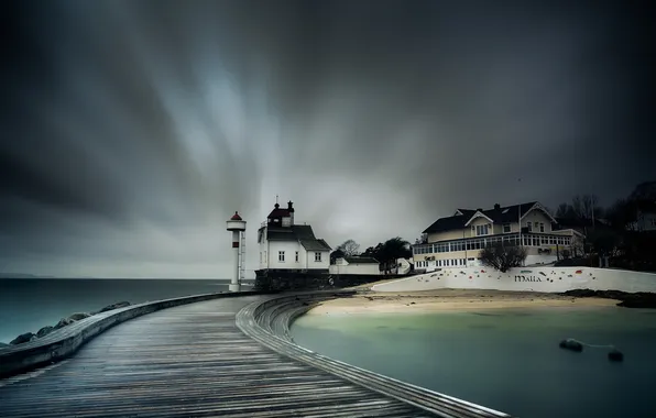 Sea, landscape, Filtvedt lighthouse