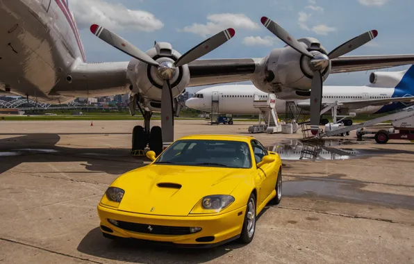 Ferrari, yellow, 550, Maranello