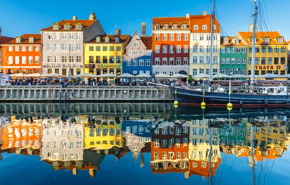 Picture reflection, paint, ship, home, Denmark, promenade, Copenhagen