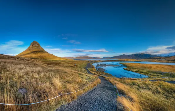 Picture Mountain, Landscapes, Iceland, Kirkjufel Valley