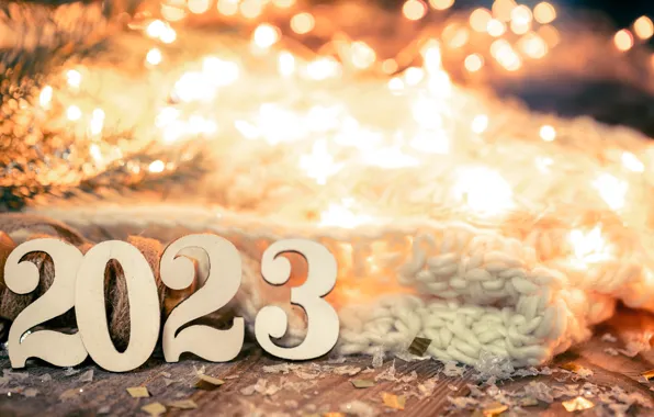 Light, lights, Board, scarf, figures, New year, needles, garland