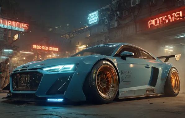 Car, city, the city, Audi, Audi, sports car, car, cyberpunk