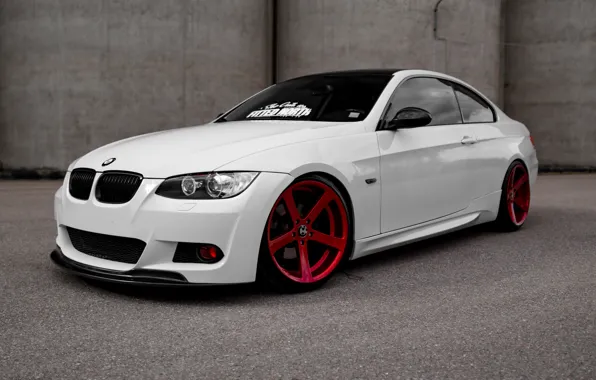 Picture BMW, Red, White, E92, Wheels