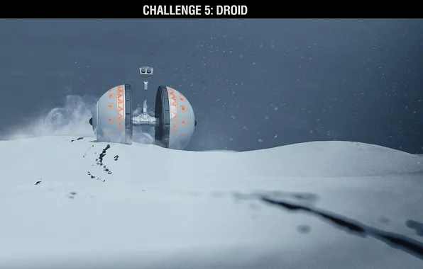 Snow, trail, robot, challenge, droid