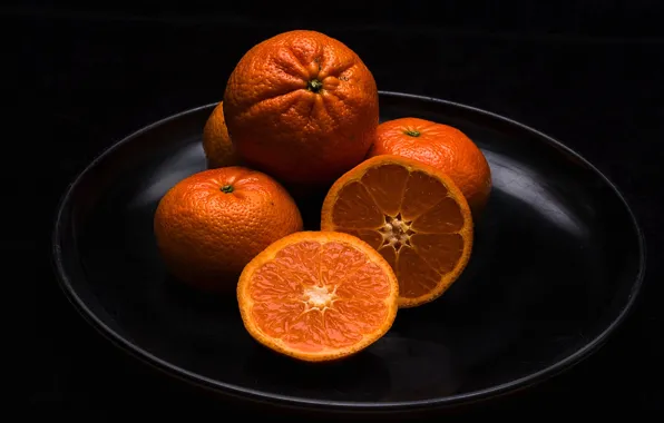 Picture citrus, fruit, slices, dish, tangerines