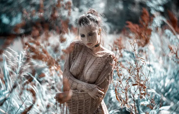Chest, girl, pose, blur, tunic, Markus Hertzsch