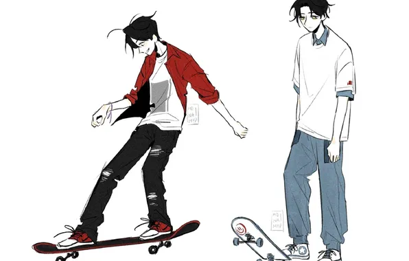 Modernity, skateboards, Mo Dao Zu Shi, Lan Wangji, Wei Wuxian