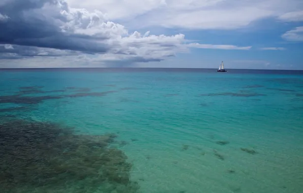 Picture sea, the sky, clouds, yacht