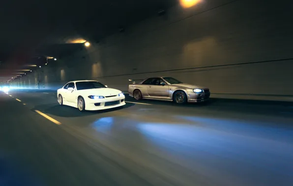 Nissan, the tunnel, skyline, Nissan, jdm, tuning, silvia, gtr