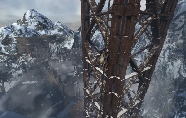 Lara Croft, Tomb Raider 2013, Climbing, Radio Tower, screenshots