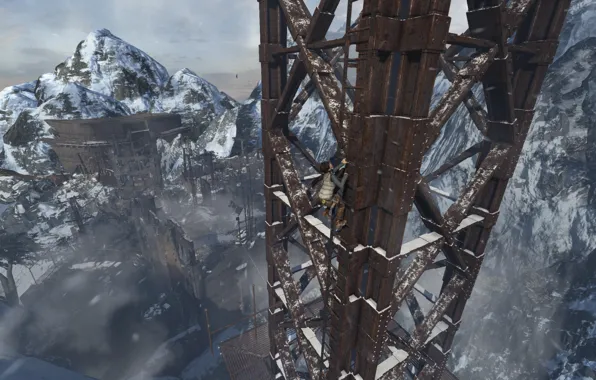 Lara Croft, climbing, Tomb Raider 2013, Radio Tower, screenshots