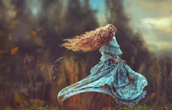 FOREST, GRASS, HAIR, GREENS, LEAVES, DRESS, REDHEAD, photographer Monica Lazar