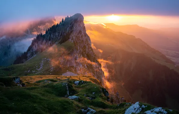 Picture sky, sunset, mountains, clouds, Alps, Dolomites, peak