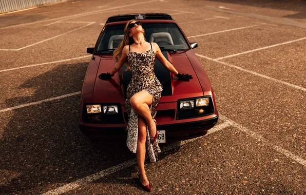 Picture car, girl, dress, legs, woman, young, beautiful, blonde