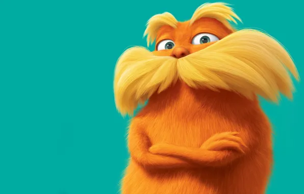 Picture orange, blue background, baleen, the lorax, The Lorax