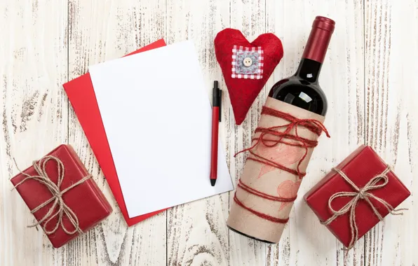 Love, gift, wine, heart, bottle, hearts, red, love