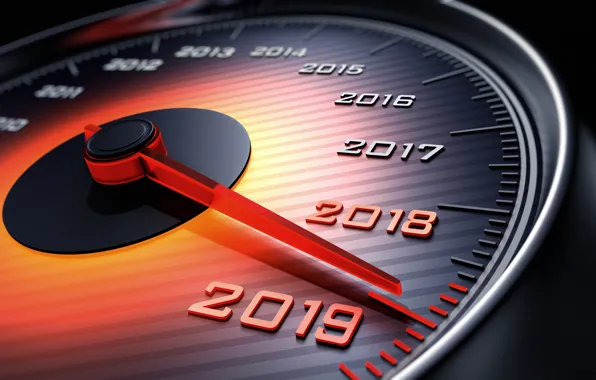 New year, speedometer, arrow, 2018, New Year, 2019