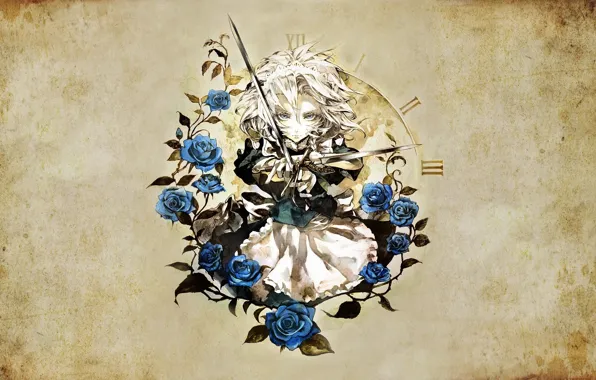 Girl, weapons, roses, Touhou, Touhou