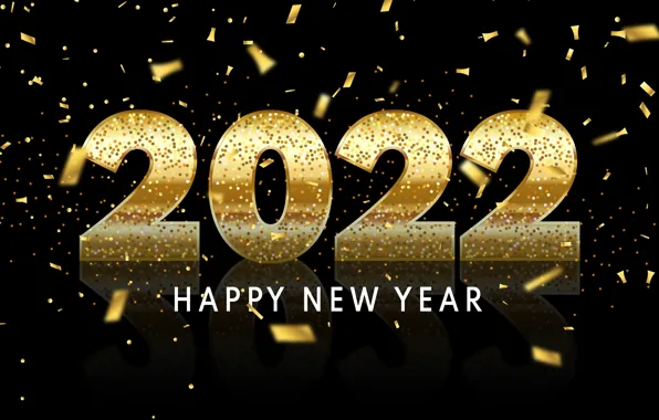 Picture gold, figures, New year, golden, black background, new year, happy, decoration
