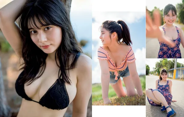 Bikini, Asian, Model, Smile, pretty, Woman, Road, Lying Down