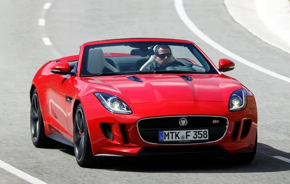 Picture red, Jaguar, driver, red, the front, F-Type, V8 S