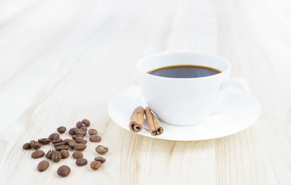 Coffee, coffee beans, cinnamon