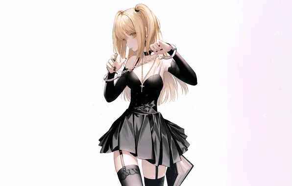 Girl, Death Note, cleavage, thighhighs, long hair, dress, anime, beautiful
