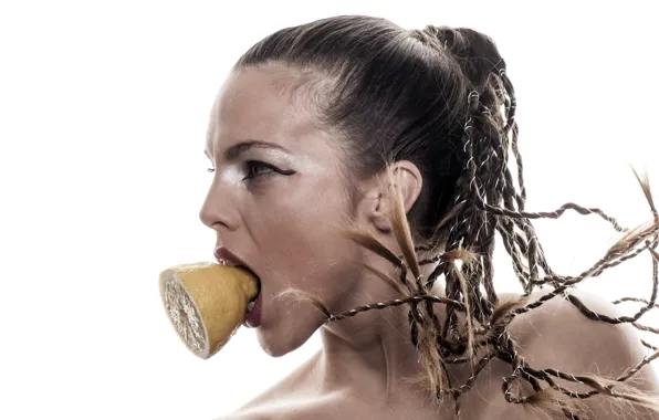 Picture girl, lemon, portrait