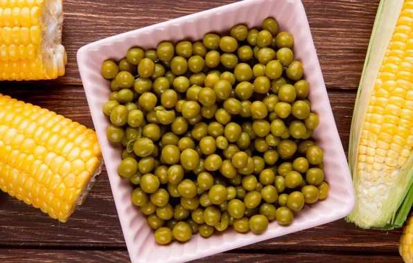 Table, peas, green peas, green peas, young green peas