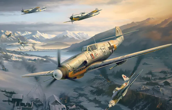 IL-2, Air force, Dogfight, Luftwaffe, Messerschmitt Bf.109, single-engine piston fighter-low, The battle for the Caucasus