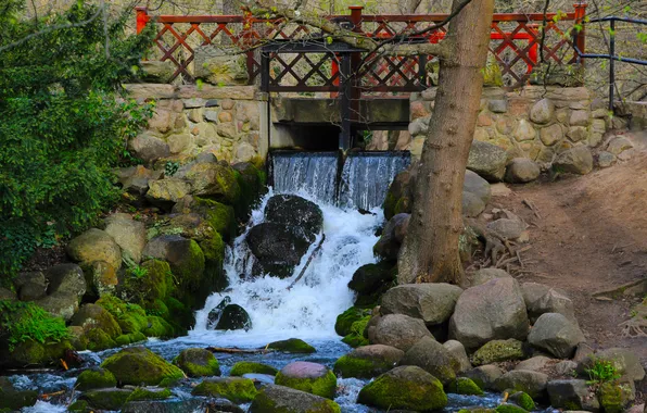 Water, park, waterfall