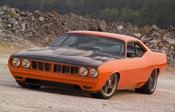 Picture 1971, Orange, Barracuda, Plymouth, Muscle Car, G Force Cuda.