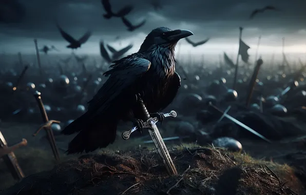 Wallpaper, Miscellaneous, Field, Battle, Raven