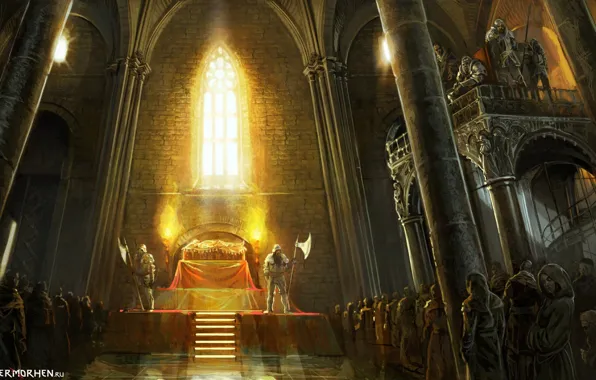 Castle, the middle ages, Geralt, guards, The Witcher. The Witcher