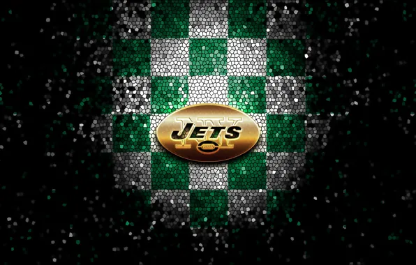 Wallpaper, sport, logo, NFL, glitter, checkered, New York Jets