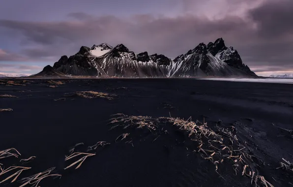 Mountains, Iceland, Cape, Stokksnes, black sand, Have stoknes