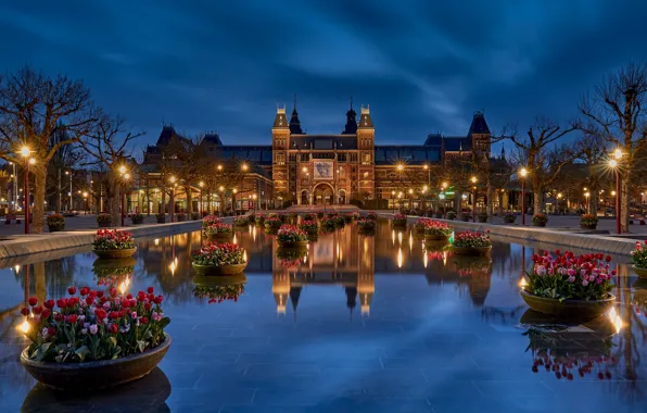 Picture Netherlands, Holland, blue hour, The Rijksmuseum