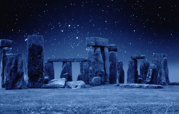 Night, England, stars, Stonehenge, Stonehenge
