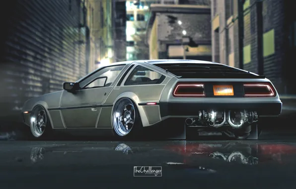 Picture Machine, Car, DeLorean DMC-12, Art, DeLorean, DMC-12, DMC, Retrowave