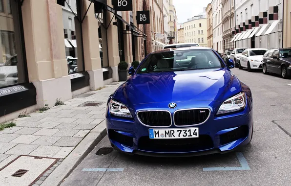 Picture blue, the city, BMW, coupe, BMW, turbo, sports car, sportcar