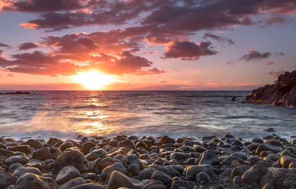 Sea, landscape, sunset