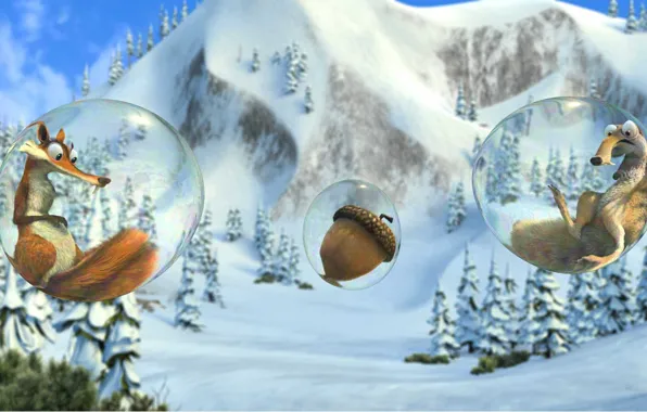 Picture cartoon, walnut, protein, ice age, Ice Age, bubble