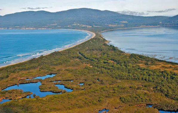 Sea, the sky, mountains, lake, dam